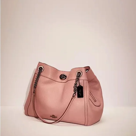 Coach 36855 Turnlock Edie in Pink  Leather Shoulder Bag/gun Metal/ - Picture 8 of 17